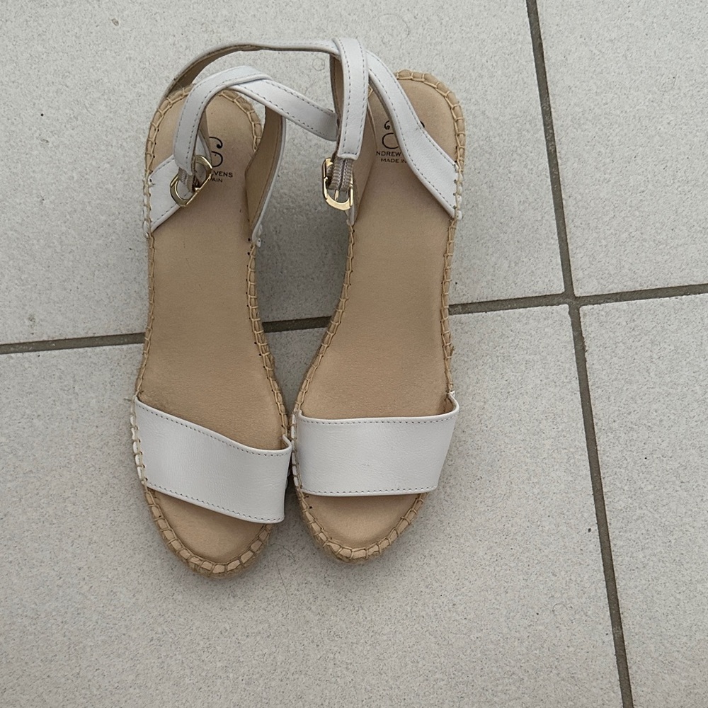 Andrew Stevens White Espadrille Sandals